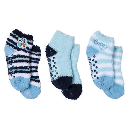 3 Pack Boy's Bluey Fuzzy Socks, 4-6