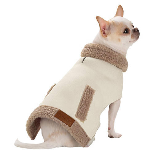 Pet Sherpa Lined Vest - Cream, S