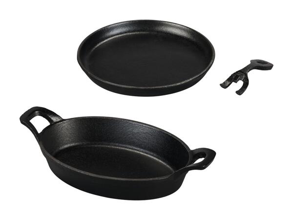 Poêle à griller/​plaque de gril + plat de service