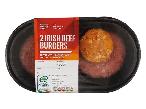 2 Burgers Topped with Cheese