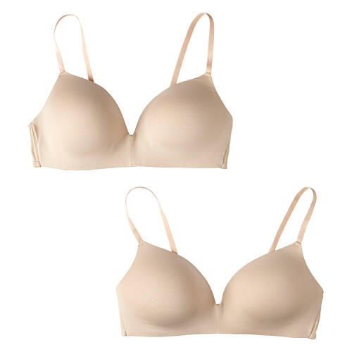 2 Pack Ladies Soft Bra - Beige, M