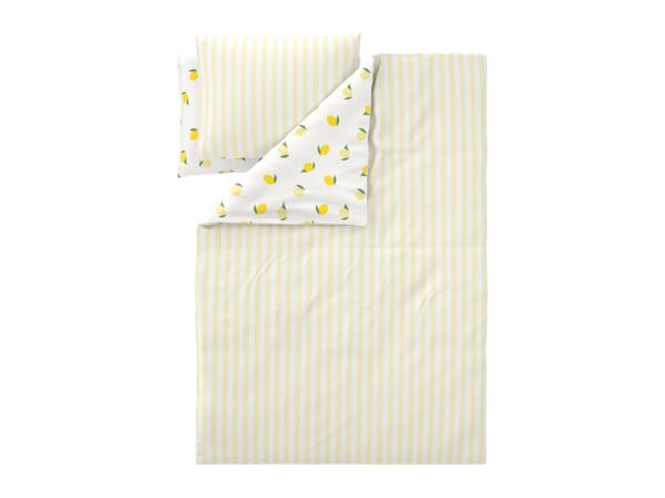 Microfibre Satin Duvet Cover Set With Lemon Pattern - King