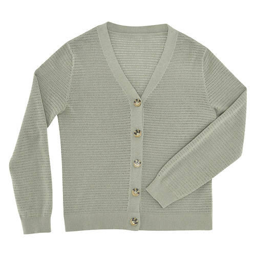 Ladies Pointelle Cardigan - Green, M