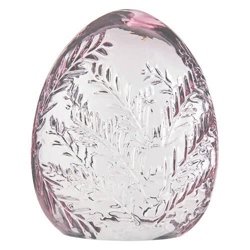 Spring Décor Colored Glass Egg - Pink Etched Egg