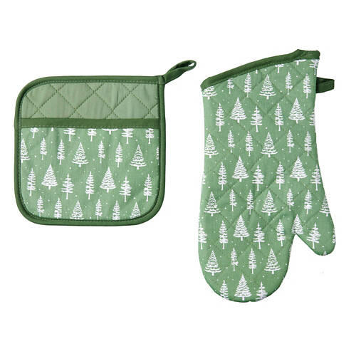 Holiday Oven Mitt & Potholder Set - Trees