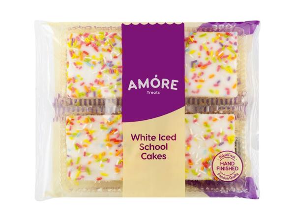 White Iced School Cakes