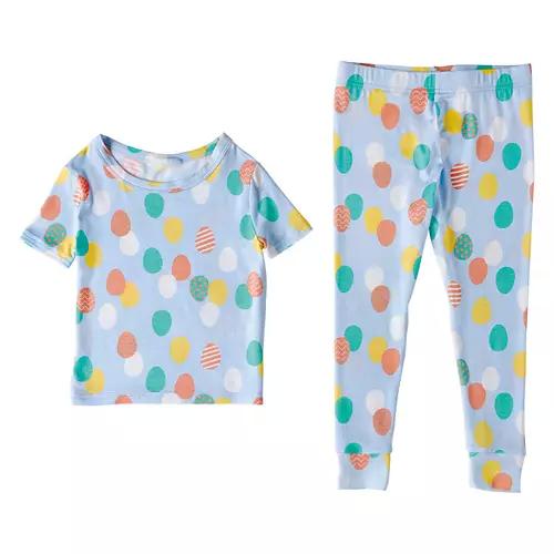 Children's Easter Pajama Set - Blue with Eggs, XS