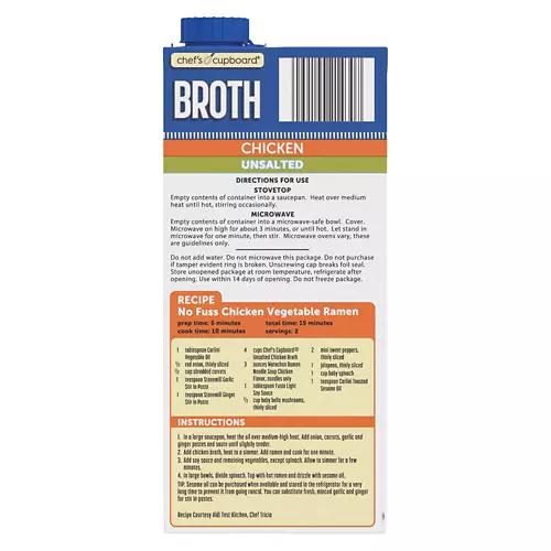 Fat Free Unsalted Chicken Broth, 32 oz