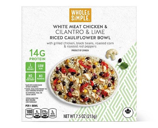 Whole & Simple Mexican Street Corn or Cilantro Lime Chicken Cauliflower Bowl