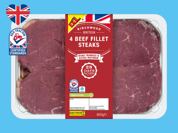 Birchwood 4 British Beef 28-Day Matured Fillet Steaks