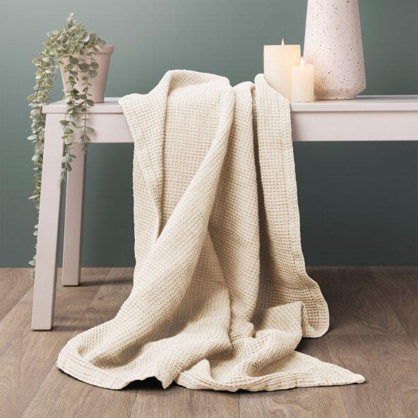 HOME CREATION(R) 				Plaid en coton gaufré