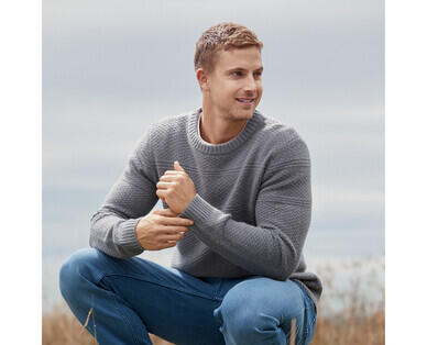 Men's Wool Blend Jumper - Black 1/4 Zip or Grey Crew Neck