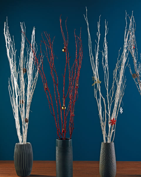 Festive Twigs Red Glitter Bauble