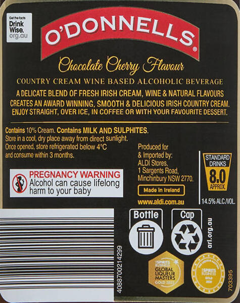 Country Cream Choc Cherry 700ml
