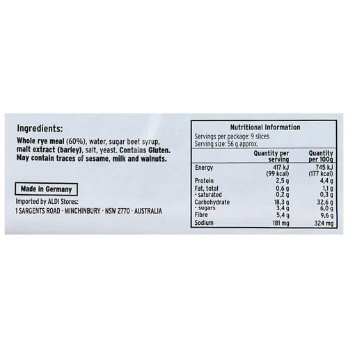 German Pumpernickel Bread 500g