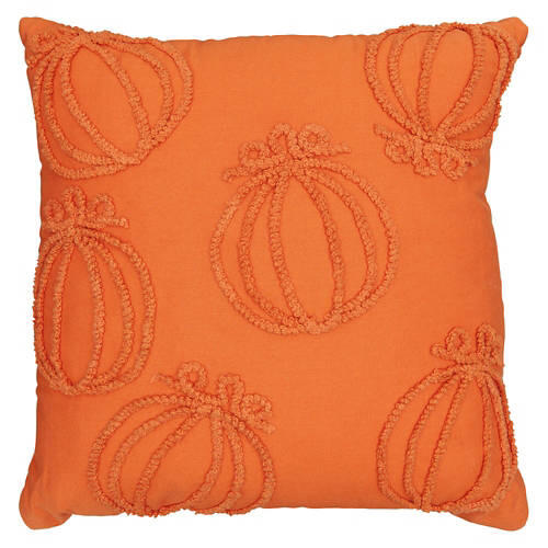 18" x 18" Harvest Decor Pillow - Orange Tufted Pumpkin