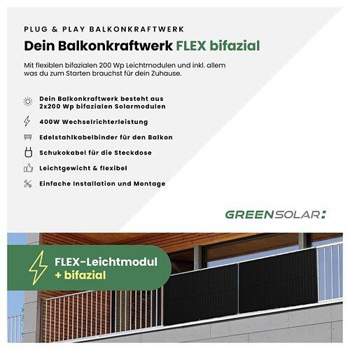 GREEN SOLAR Balkonkraftwerk Flex 400/400