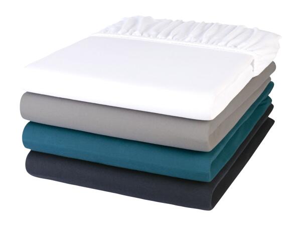 Livarno Home Jersey Fitted Sheet - Single - White