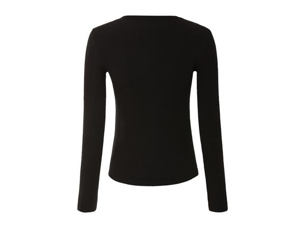 Esmara Ladies' Long-Sleeve Ribbed Top - Black