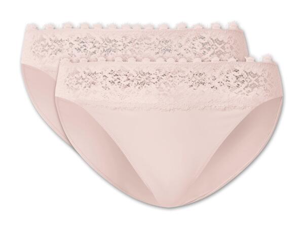Damen Mini-Slips mit Spitze, 2 Stück
