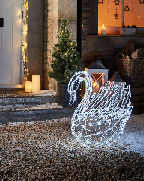 60cm Wire Frame LED Swan