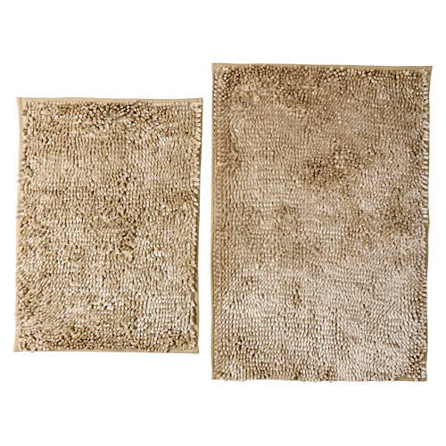2 Piece Luxury Chenille Bath Rug, Tan