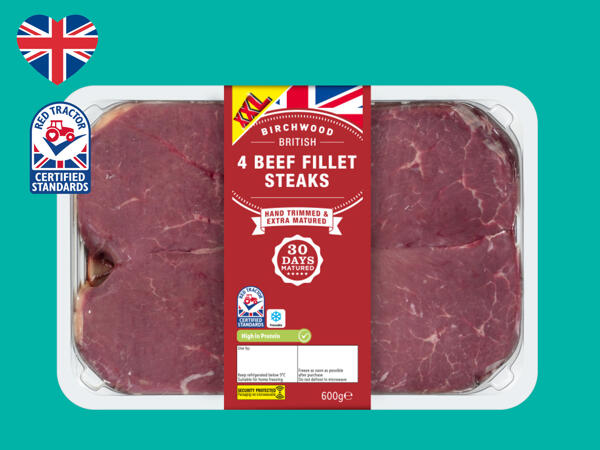 Birchwood 4 British Beef 30-Day Matured Fillet Steaks