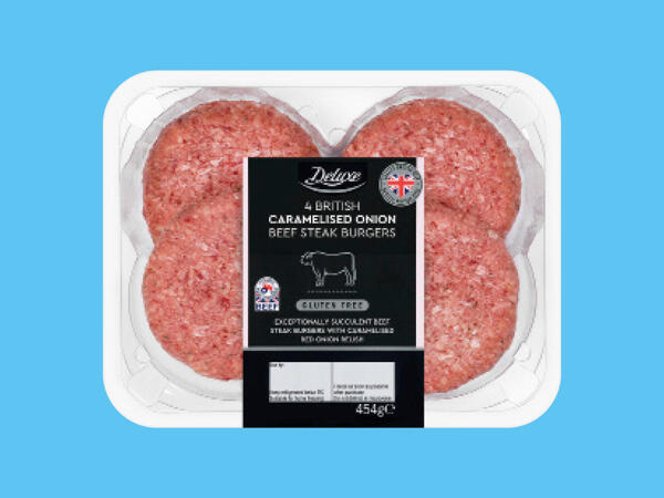 Deluxe 4 Caramelised Onion British Beef Steak Burgers