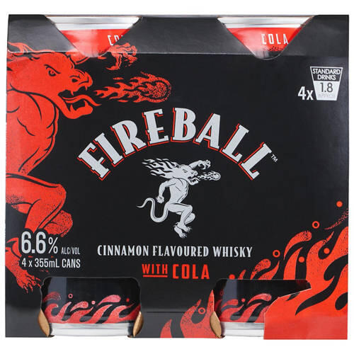 Fireball Cinnamon Whisky & Cola 4 Pack 355mL