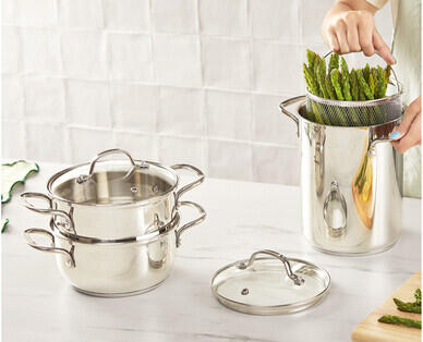 Stainless Steel 2-Tier Steamer Pot or Asparagus Pot