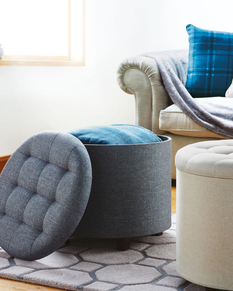 Home Creation Storage Ottoman Grey