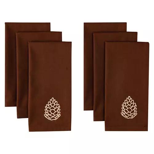 6 Pack Napkins - Pinecones & Leaves