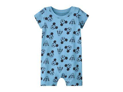 DISNEY Blue Baby Short-Sleeve Sleepsuit with Mickey Mouse Design