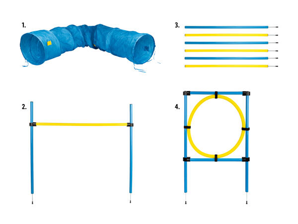 Tunnel agility /obstacles agility, 5 pièces/piquets de slalom agility, lot de 6/cerceau d'agility, 9 pièces