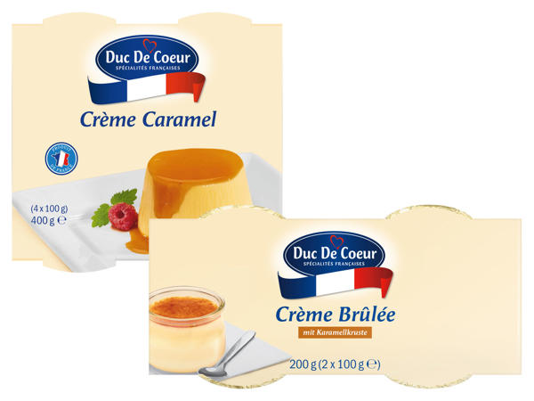 DUC DE COEUR Crème Brûlée 2er/Crème Caramel 4er