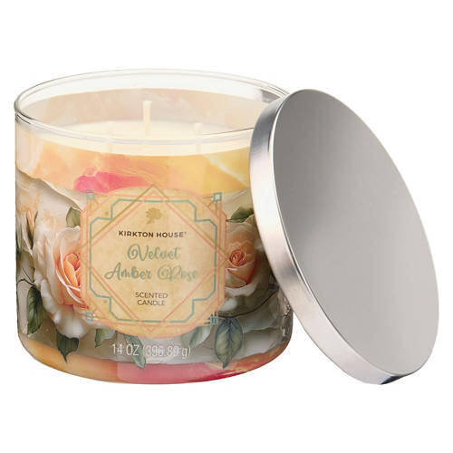 3 Wick Scented Candle - Velvet Amber Rose, 14 oz