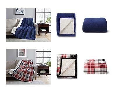 Huntington Home 50" x 60" Velvet Plush Sherpa Throw