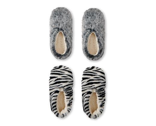 Serra Ladies 2 Pack Faux Fur Slipper Socks