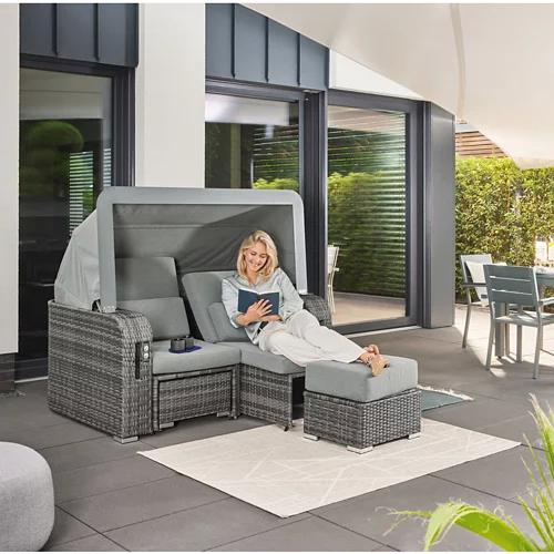 HOME DELUXE Strandkorb mit Liegefunktion und Abdeckung