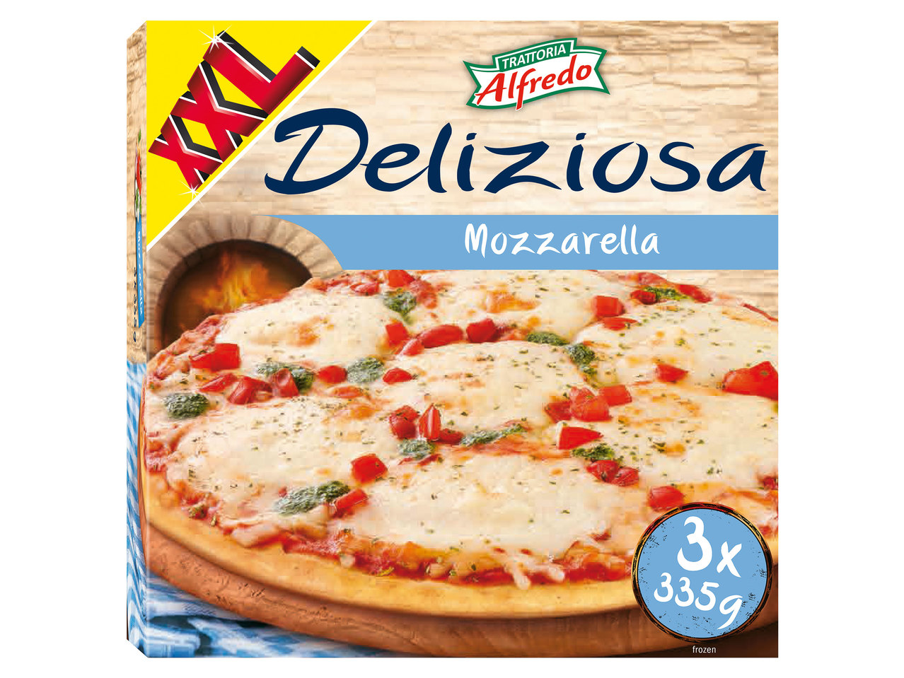 TRATTORIA ALFREDO Steinofenpizza Mozzarella 2 + 1 gratis