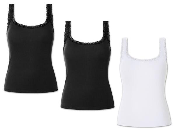 Damen Ripp-Top mit Spitze, 3 Stück