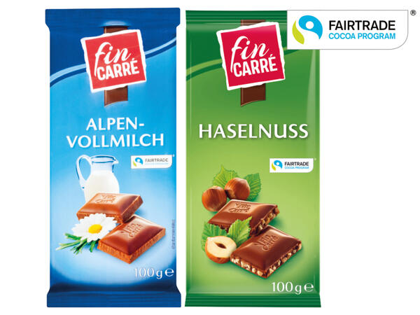 Haselnuss- oder Alpenvollmilch Schokolade