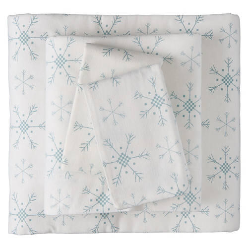 Full Size Flannel Sheet Set - Snowflakes