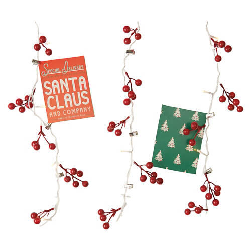 6' Long Curtain String Lights, Berry Cardholder