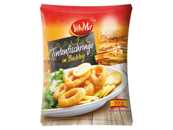 Tintenfischringe im Backteig
