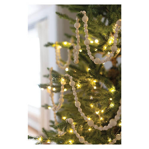 12 Foot Long Wooden Beaded Garland - Natural