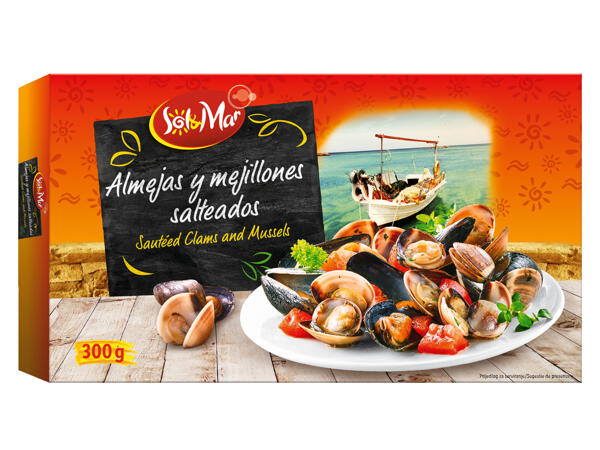 Almejas y mejillones salteados