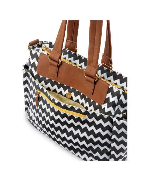 Baby Black/White Chevron Change Bag