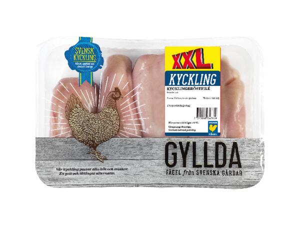 Färsk tvådelad kycklingbröstfilé