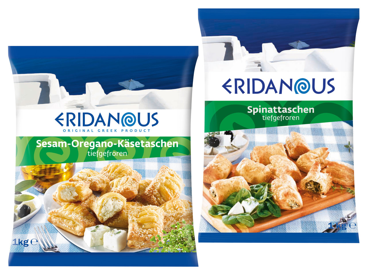ERIDANOUS Sesam-Oregano-Käsetaschen oder Spinattaschen